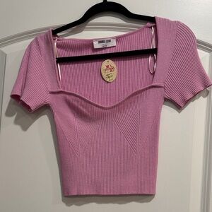 Double Zero Mauve Ribbed Crop Top
